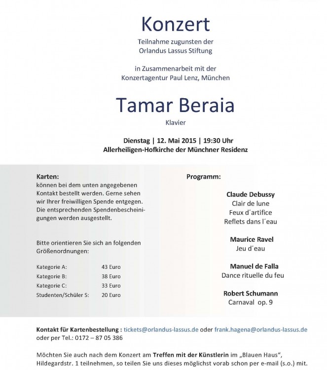 Tamar Beraia Konzertankündigung 2015-05-12